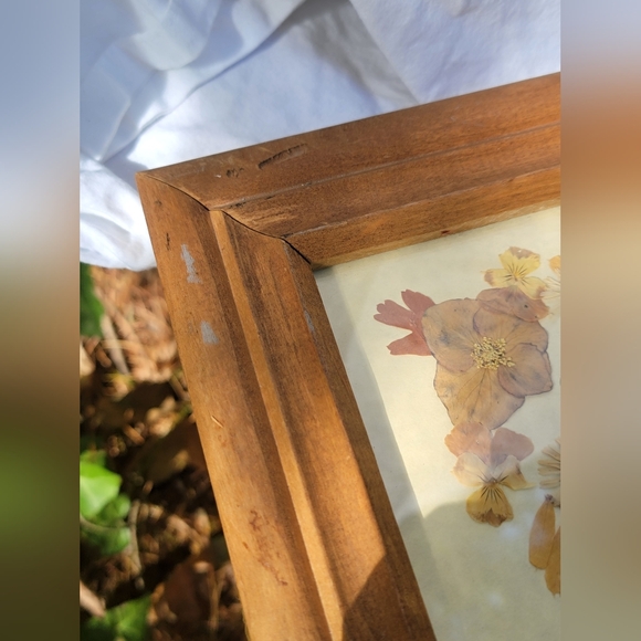 Vintage Handmade Calligraphy Framed Pressed Flowers Inspirational Wall Decor - Picture 3 of 5